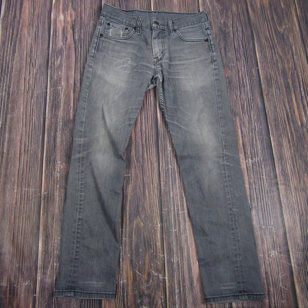 Levi's Mens Size 30W 30L 511 Gray Charcoal Wash Denim Slim Fit Jeans Distressed